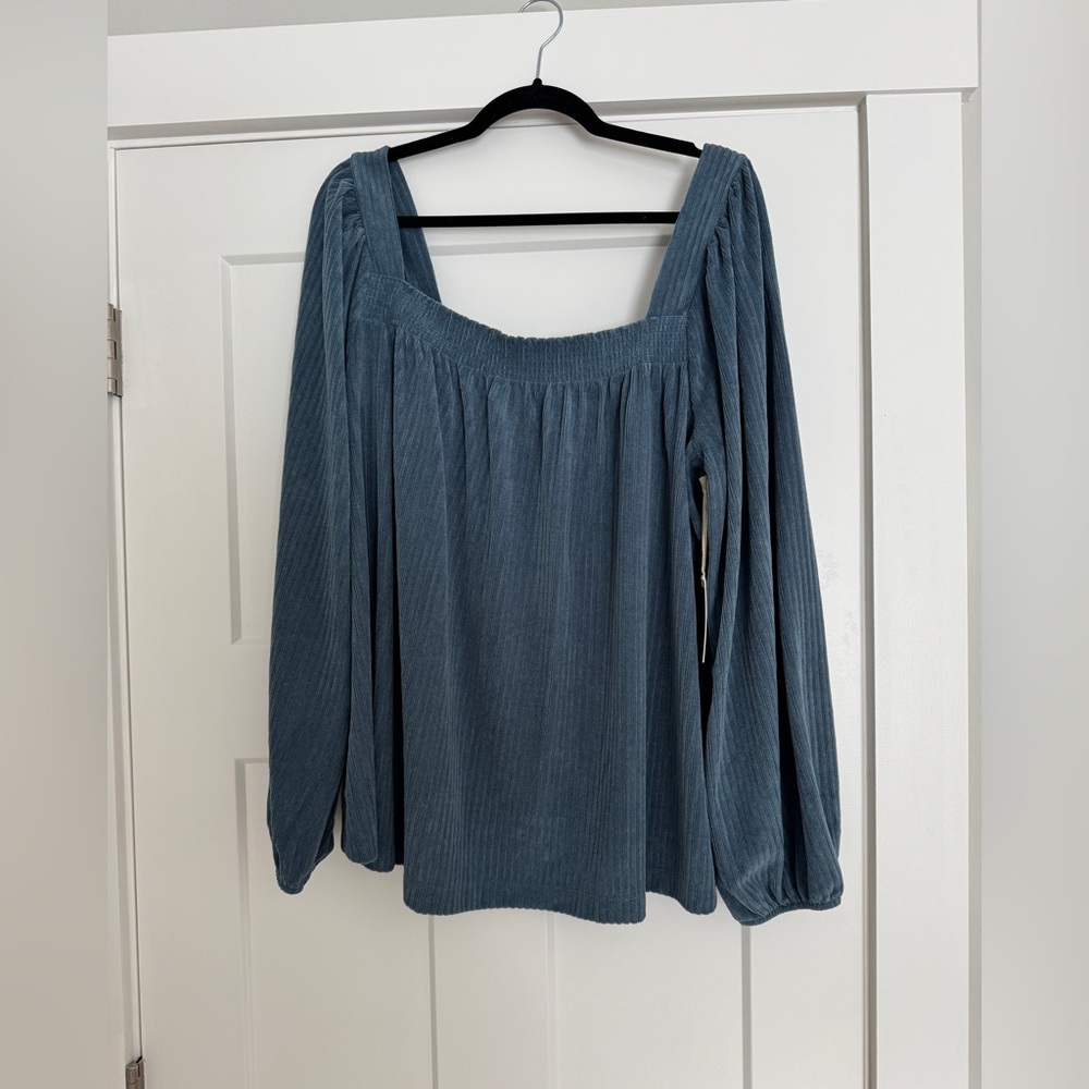 Women's Blue Square Neck Top